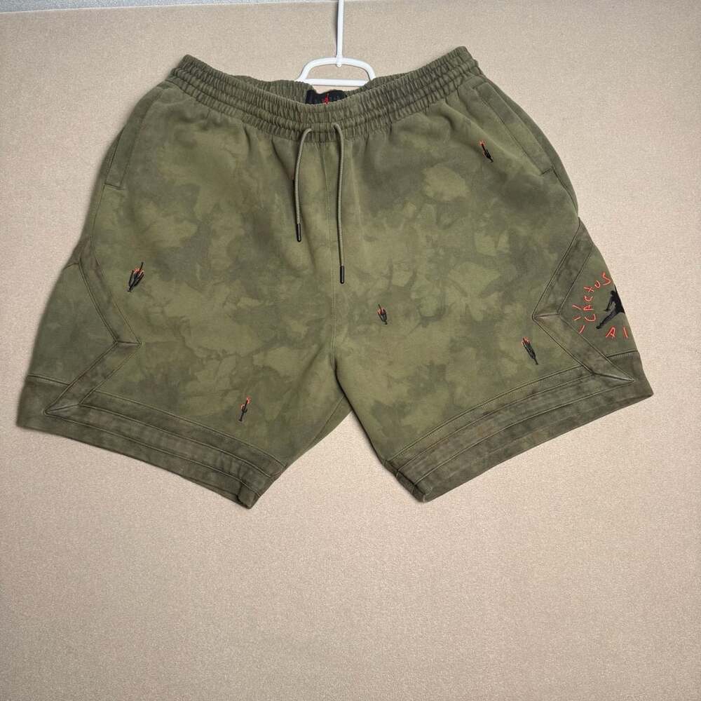Travis Scott x Jordan Washed Suede Shorts Medium Olive XL CN3425-222